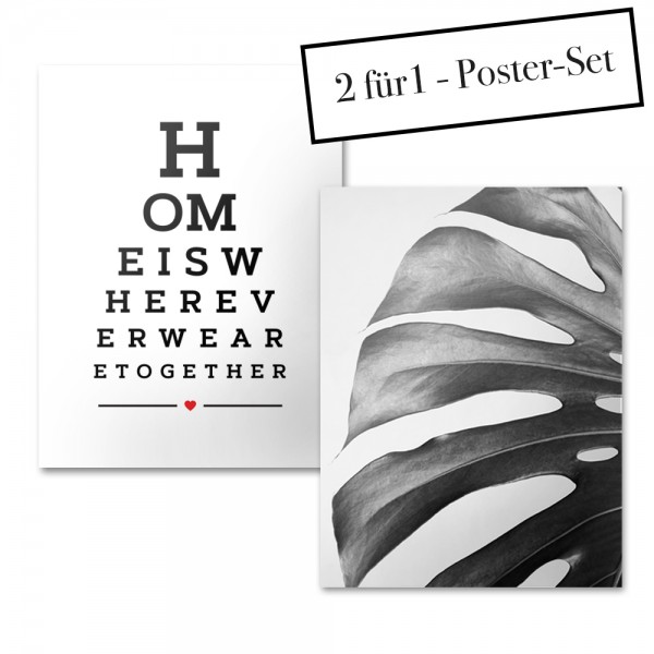 Poster Set MONSTERA + HOME IS WHERE WE ARE TOGETHER
