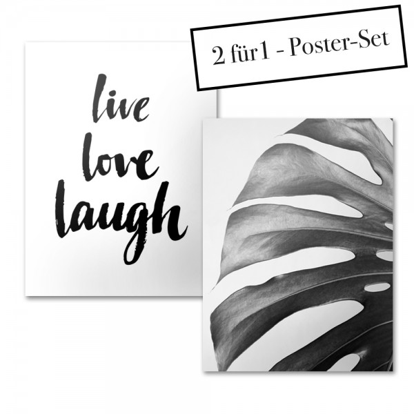 Poster Set LIVE LOVE LAUGH + MONSTERA